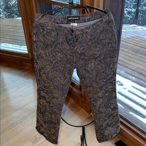 NowNowNow Paisley Patterned Navy and Tan Pants w Pockets